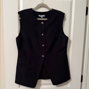 ANTONIO MELANI Black Tailored Sleeveless Button Vest